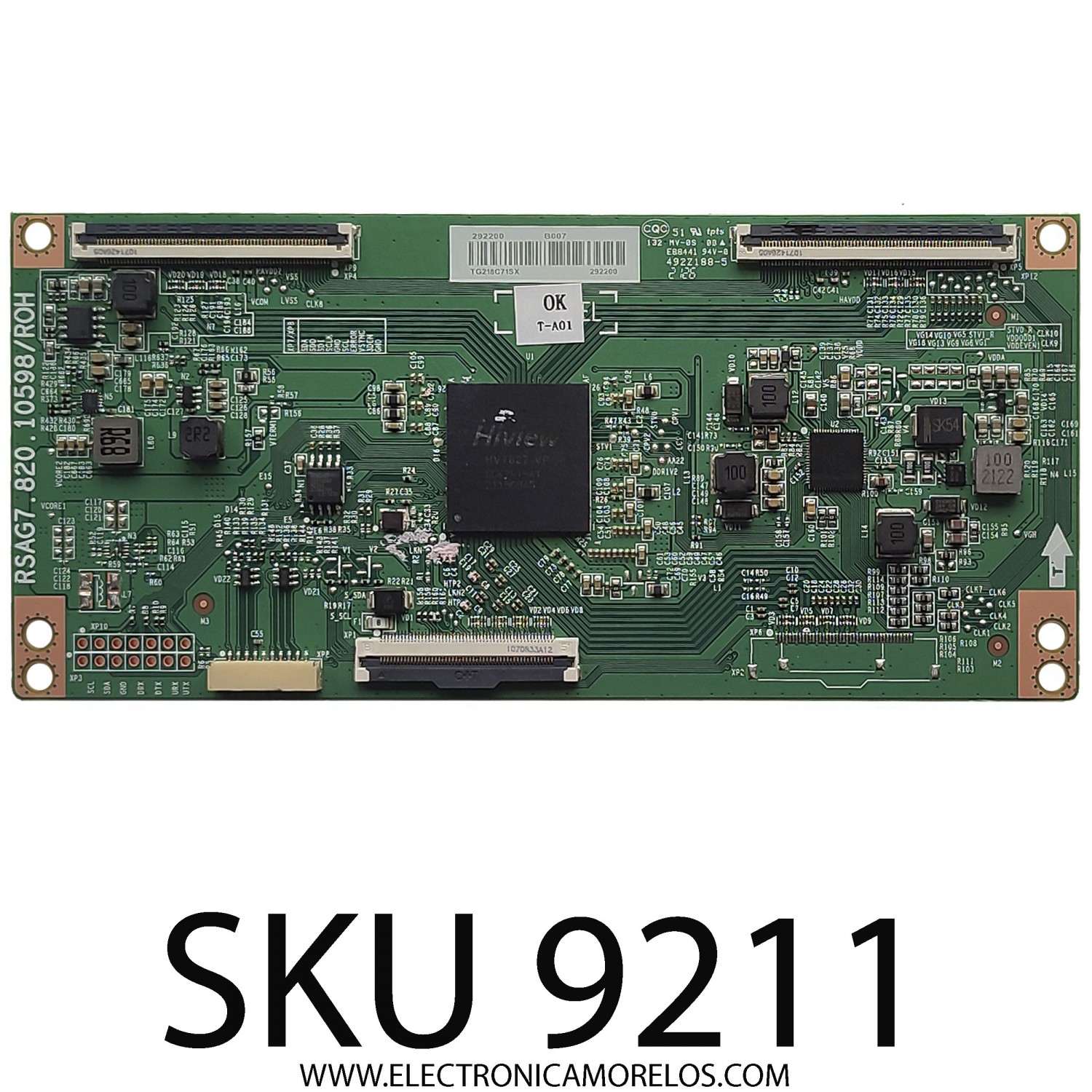 T-CON PARA TV TOSHIBA / NUMERO DE PARTE 292200 / RSAG7.820.10598/ROH / PANEL HD550Y3U72-TAL5KT\S0\GM\ROH / 292167 / DISPLAY HV550QUB-E1D / MODELO 55M550KU 55M550U